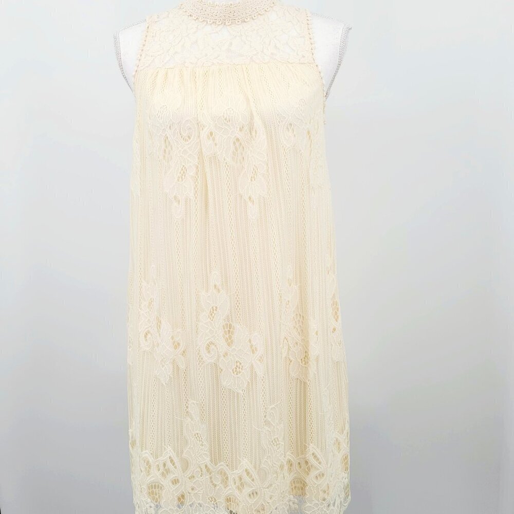 ALTER'D State Ivory Lace Overlay Boho Dress Sleeveless Lined